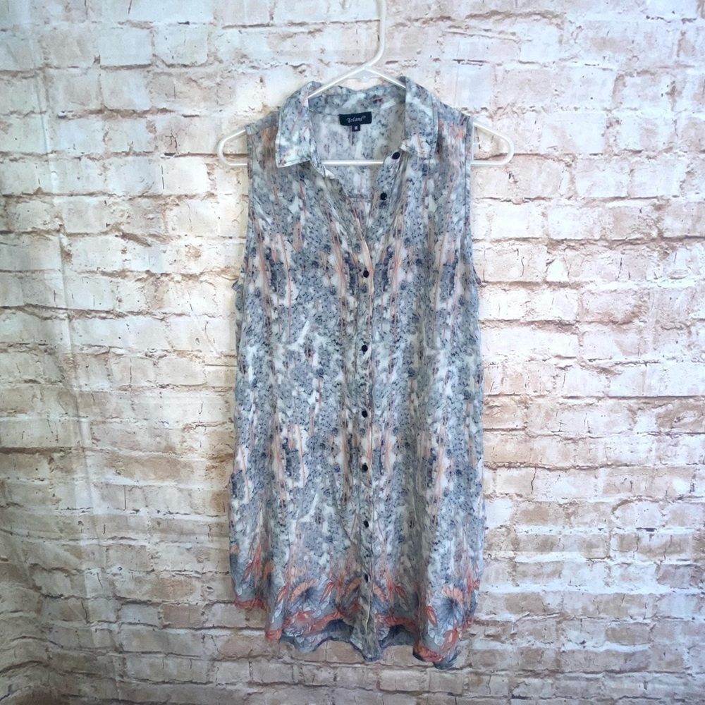 Tolani Silk Sleeveless Shirt Dress Size Medium